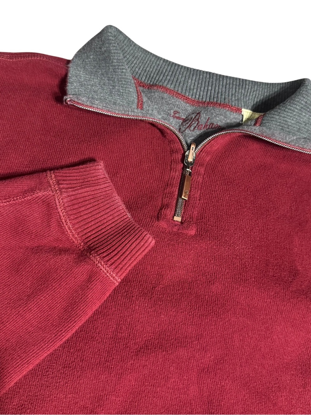 Tommy Bahama Men’s 1/4 Zip Pullover Sweatshirt Size L Red 100% Cotton
